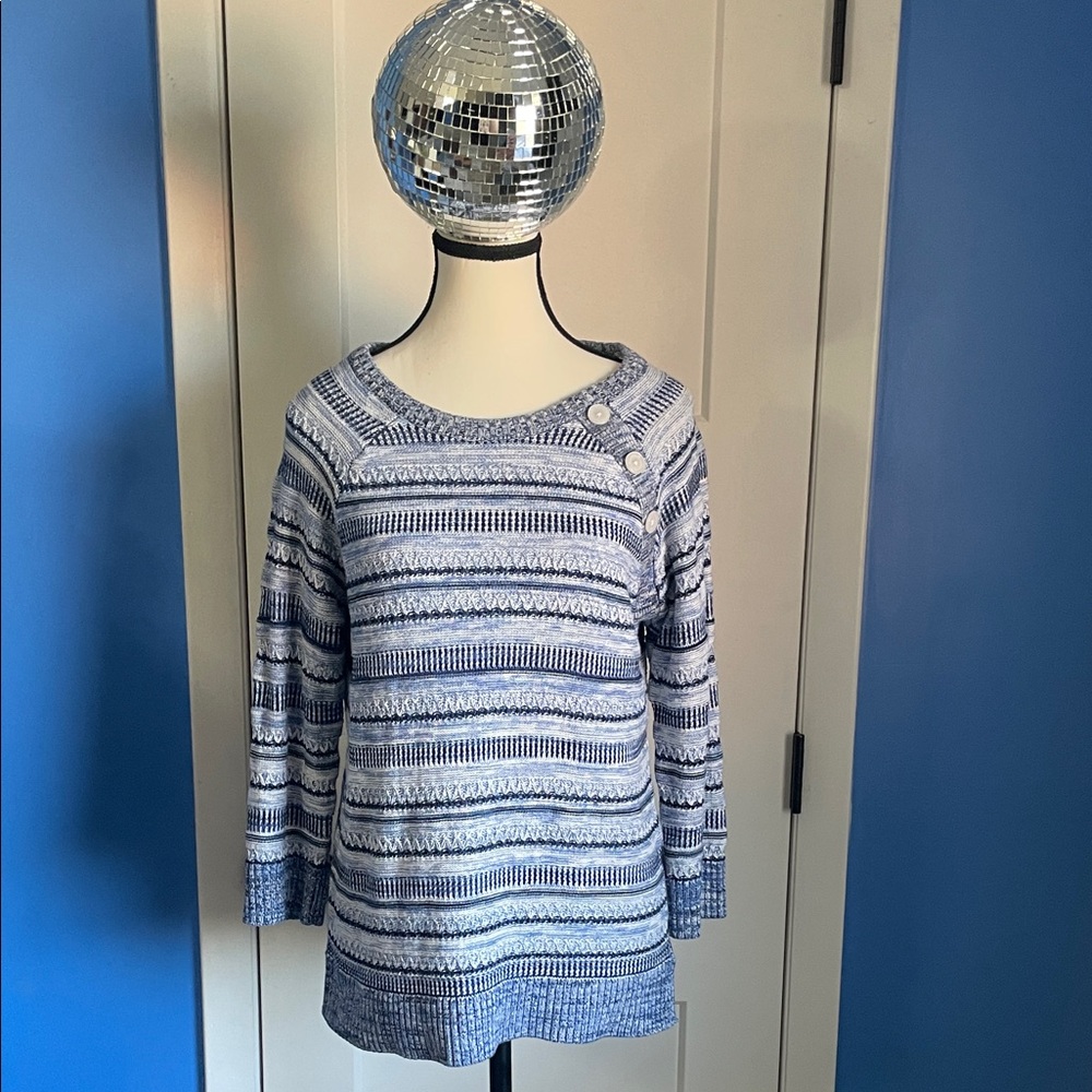 Allison Daley Blue and White Striped Sweater